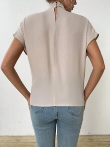 Chiquease 女性純色優雅圍巾蝙蝠袖休閒日常春夏襯衫