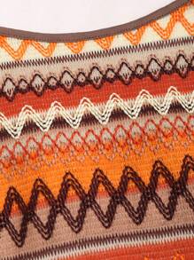 Sweetra Women Geometric Printed Fashion Dress With Fish-Tail Hemline, Halter Neck Tie For Summer