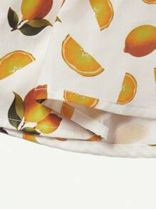 Cozy Pixies Baby Girl Lemon Print Decor Bowknot Straps Waist Cinched Dress - Yellow - View 4