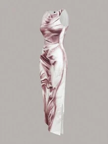 SHEIN ICON Body Heat Map Print Tank Long Dress - Mauve Purple - View 3