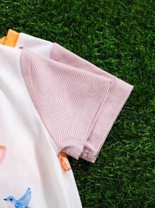 Baby Boy Multiple Piece Set: Short Sleeve Cartoon Giraffe Printed T-Shirt And Casual Shorts