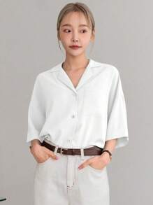 DAZY 女性時尚純色翻領襯衫