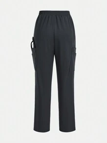 TaskEZ Women's 11-Pocket Drawstring Scrub Pants - Dark Grey - View 2