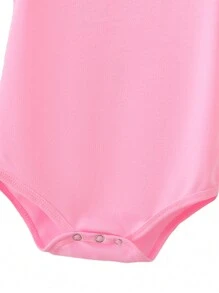 Baby Girls' Slogan Letter Printed Triangle Bodysuit With Short Sleeves