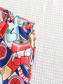 2 cái/bộ Bé trai Giải trí Dễ thương Nước ép In Vòng cổ Ngắn tay Áo sơ mi Và Quần short , Mềm mại & Thoải mái Cho mùa hè - Đỏ - Xem 5