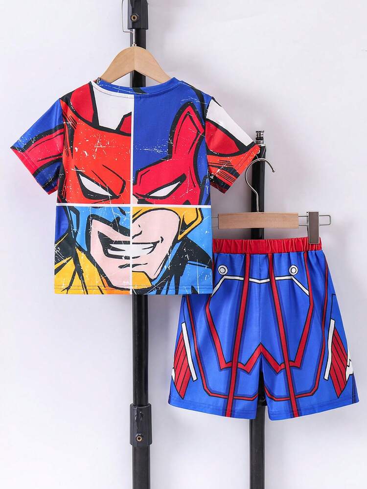 Young Boy Stylish Printed Fun Round Neck Flame Retardant Pajama Set