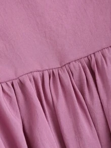 SHEIN Unity 夏季露背無袖褶皺不規則邊緣連衣裙，配蕾絲邊 - 紫色 - 查看 5