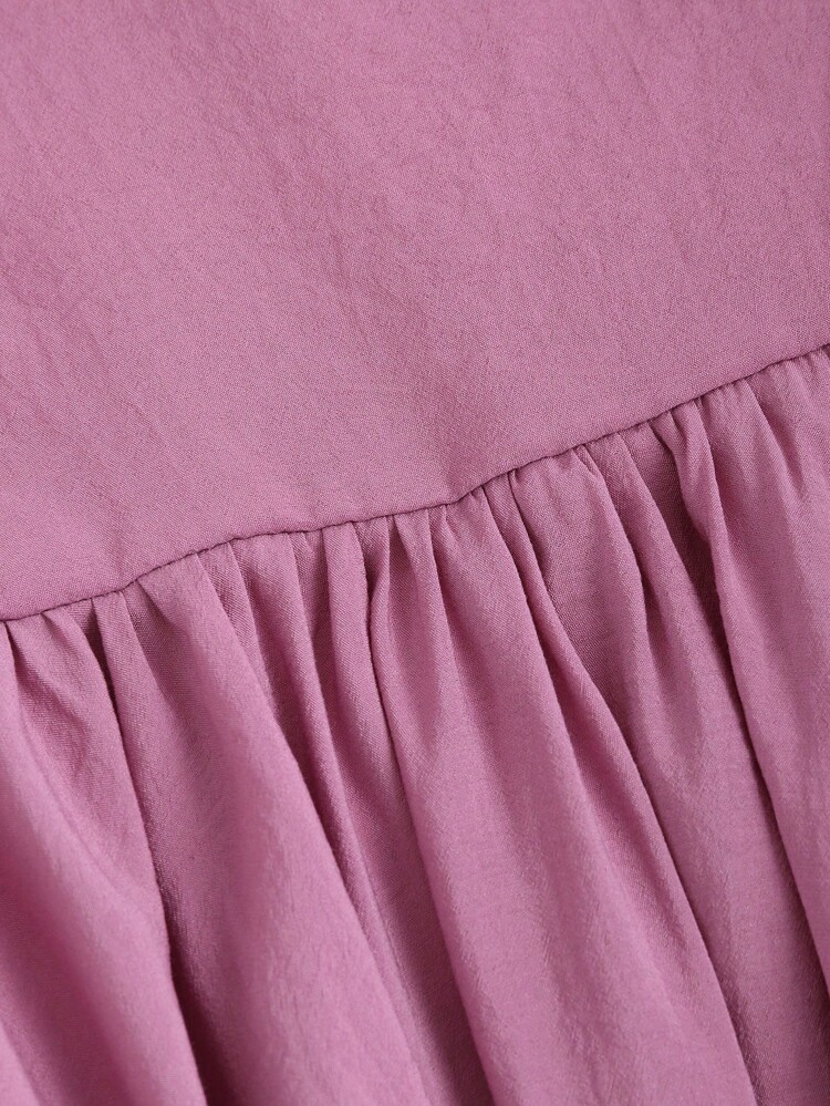 Summer Halter Solid Color Pleated Asymmetrical Hem Dress With Lace Border