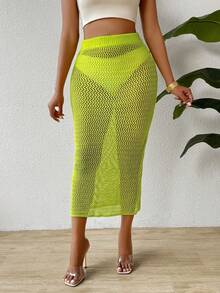 SHEIN Slayr Falda Con Suéter Hueco Para Mujer - Verde - Ver 3