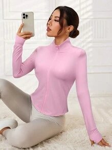 SHEIN Sport Studio Prosty & Wygodna Jednolity kolor Szczupły Sport Kurtki