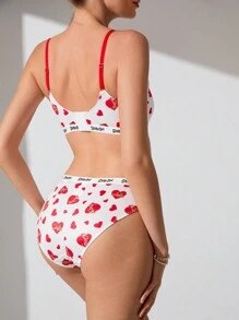 SCOOBY-DOO X SHEIN Conjunto de lencería para mujeres cómodo con estampado de corazones blancos - Multicolor - Ver 2