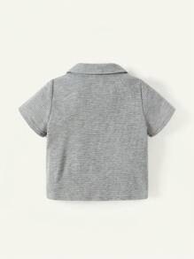 Cozy Pixies Baby Jungen Dekorative Geknöpfte Kragen Halb-Knopf Kurzarm Top und Shorts Set Einfarbig als passendes Set