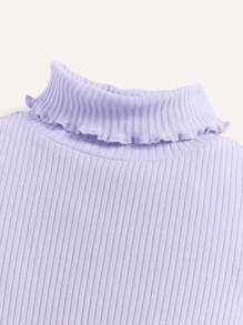 Cozy Pixies Blusa de punto acanalado de manga larga y cuello alto de unicolor para niñas bebé - Púrpura malva - Ver 3
