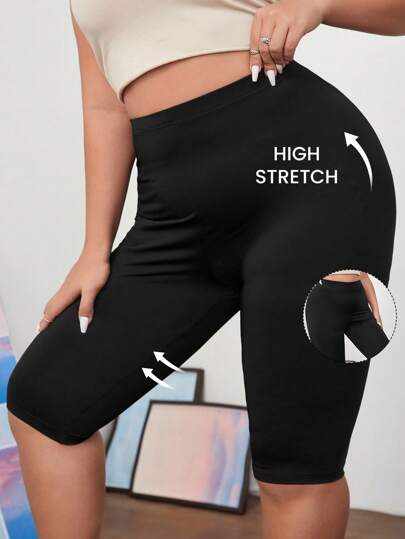 Plus Solid High Stretch High Waist Leggings