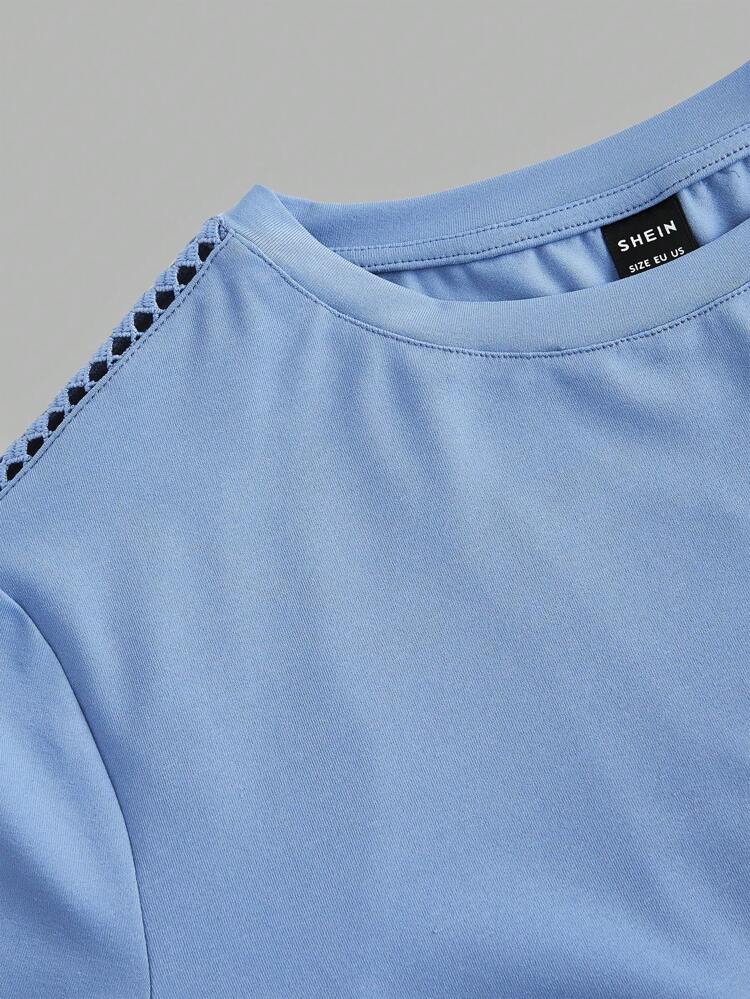 Solid Color Contrast Lace T-Shirt, Three Colors, Comfortable And Breathable Fabric, French Style Summer Casual