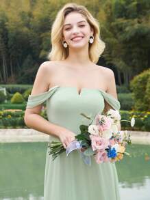 EVERPRETTY Chiffon V Neck Backless Bridesmaid Dress