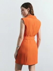 Maija Áo choàng tốt nghiệp màu cam mùa hè, áo khoác vest có cổ cài cúc phía trước - Màu Cam san hô - Xem 7