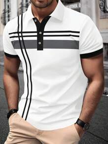 Manfinity Mode Camisa de polo para hombre con diseño clásico y elegante de línea