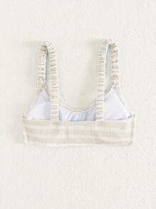 Swim Mod Striped Simple Ladies Bikini Swimwear Top For Vacation,Summer Beach - Apricot - View 2