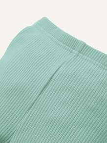 Cozy Pixies Baby Girl Letter Graphic Ribbed Knit Tee & Leggings - Mint Green - View 5