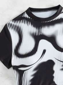 Swim EVENT 印花坦克泳衣上下配搭及遮盖物,適合夏季海灘假期 - 黑與白 - 查看 6