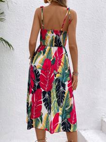 Breezaya Tropical Leaf Print Romper, Sleeveless, For Spring/Summer - Multicolor - View 2