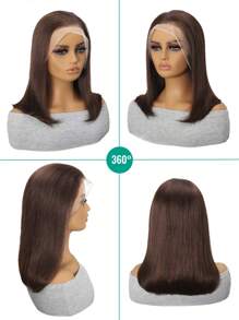Brown Lace Front Bob Wigs Straight Brown Colored Human Hair 13x4 Transparent Lace Front Short Bob Wigs Pre Plucked With Baby Hair For  Women
