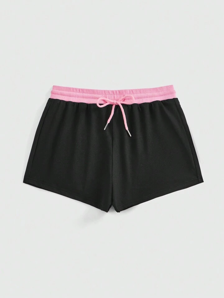 Our Kawaii Cute Black And Pink Color-Block Booty Shorts With Heart
