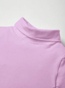 Cozy Pixies Baby Girl Solid High Neck Tee - Mauve Purple - View 5
