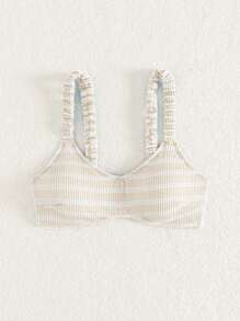 Swim Mod Striped Simple Ladies Bikini Swimwear Top For Vacation,Summer Beach - Apricot - View 5