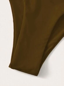 SHEIN Swim Women Summer Beach Holiday Solid Simple High Cut Bikini Bottom