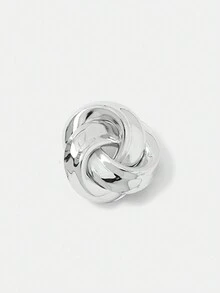 SHEIN X SAMADHI SHEIN ICON 純色時尚簡約耳環，適合日常佩戴 - 銀色 - 查看 8