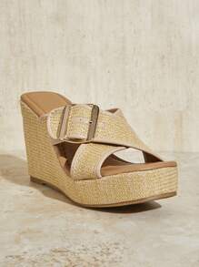 SHUZIA Của phụ nữ Nêm Gót chân Nền tảng Dép xăng đan , Thích hợp Đối với Mặc hàng ngày - Màu be - Xem 5