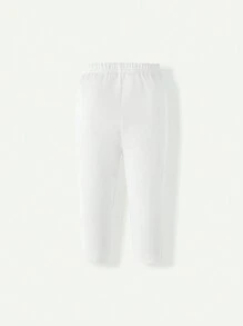 Cozy Pixies 3Pcs/Set Casual Elastic Waistband Solid Color Long Pants For Baby Girls Capris - Black and White - View 2