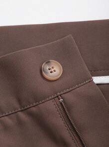 Dazy Plus Calças largas e retas plus size, elegantes, com ajuste solto, para mulheres plus size, calças de professora, outono - Castanho - Ver 4