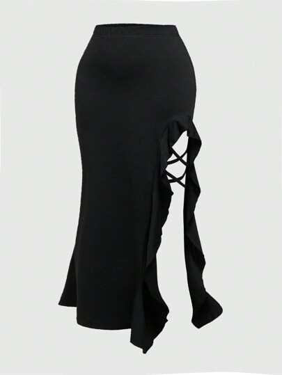 Fairycore تنورة أنيقة للسيدات بمقاسات كبيرة