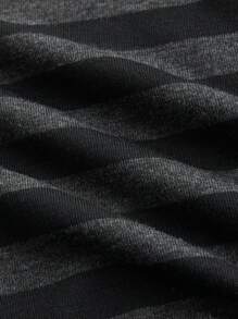 ROMWE Grunge Punk 大碼夏季時尚條紋寬鬆短袖T卹 - 深灰色 - 查看 4