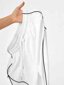 Coolane Conjunto casual de verano para mujeres con camiseta y pantalones anchos de pierna (2 piezas / conjunto) de moda callejera - Blanco - Ver 7