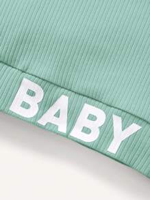 Cozy Pixies Baby Girl Letter Graphic Ribbed Knit Tee & Leggings - Mint Green - View 7