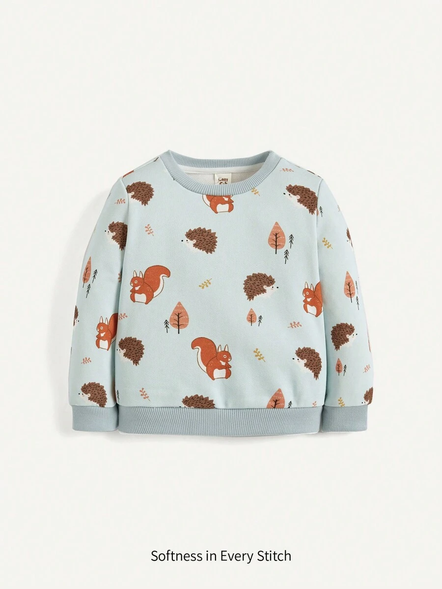 Cozy Pixies Baby Girl Cartoon Graphic Sweatshirt - Blue - View 1