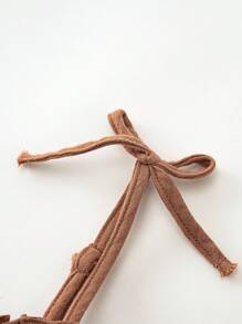 SHEIN LMoss Kids LMoss Young Girl 少女编织纯色吊带上衣和休闲阔腿裤两件套 - 米色 - 查看 4