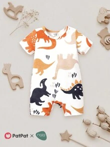 Patpat Naia™ 嬰兒男寶寶恐龍印花短袖連體衣