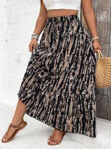 SHEIN Clasi Falda de talla grande con estampado vintage - Negro - Ver 3