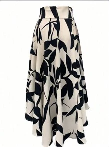 女士系带开衩下摆 A 字裙，度假装 - 彩色 - 查看 4