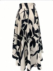 Women Belted Slit Hem A-Line Skirt, Resort Wear
