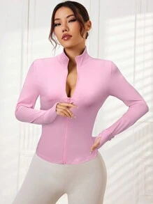 SHEIN Sport Studio Prosty & Wygodna Jednolity kolor Szczupły Sport Kurtki