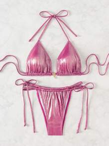 Swim SXY Women Fashionable Bikini Set Summer - Pink - View 4