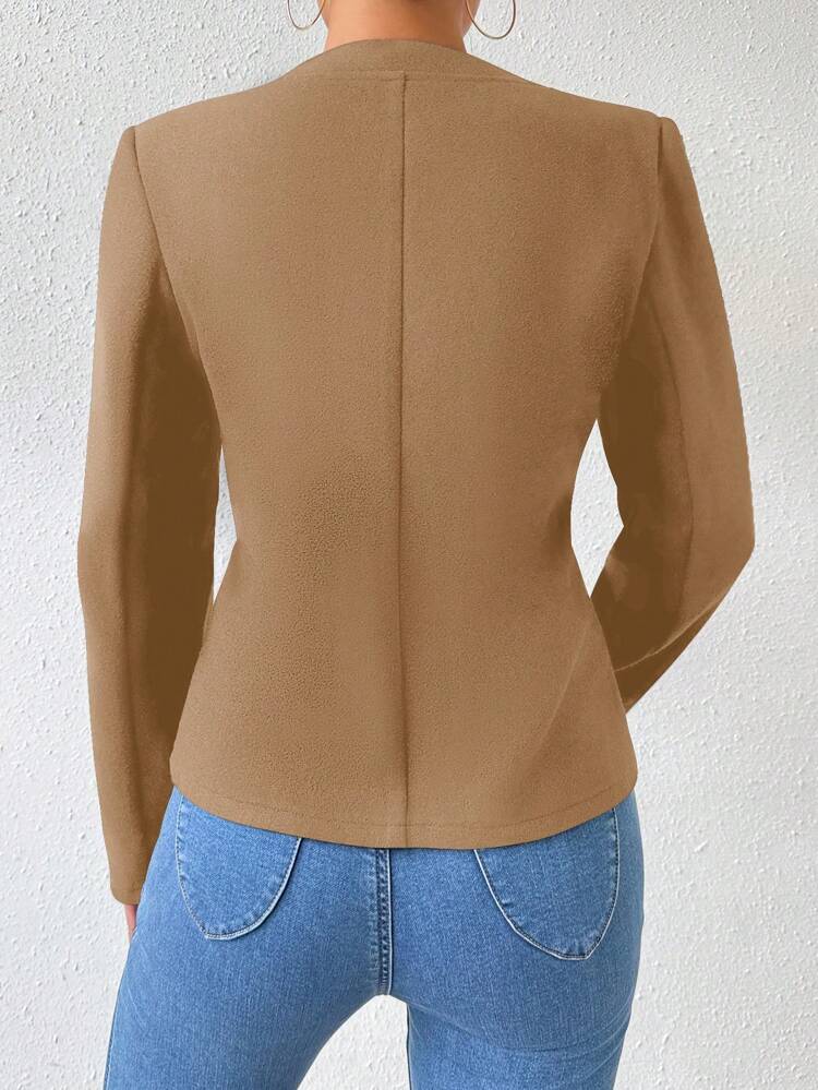 Solid Color Double Breasted Casual Jacket