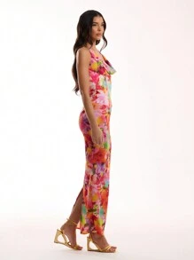 MUSERA Chiffon Floral Corset Maxi Dress Elegant Spring Summer Vacation Party - Multicolor - View 3