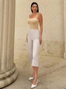 SHEIN Essnce Women Spring/Summer Casual Rolled Hem Cropped Suit Pants